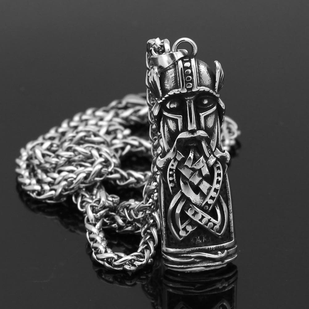 Vikings Odin Face Stainless Steel Necklace | Pendants & Necklaces | Wiccan Center