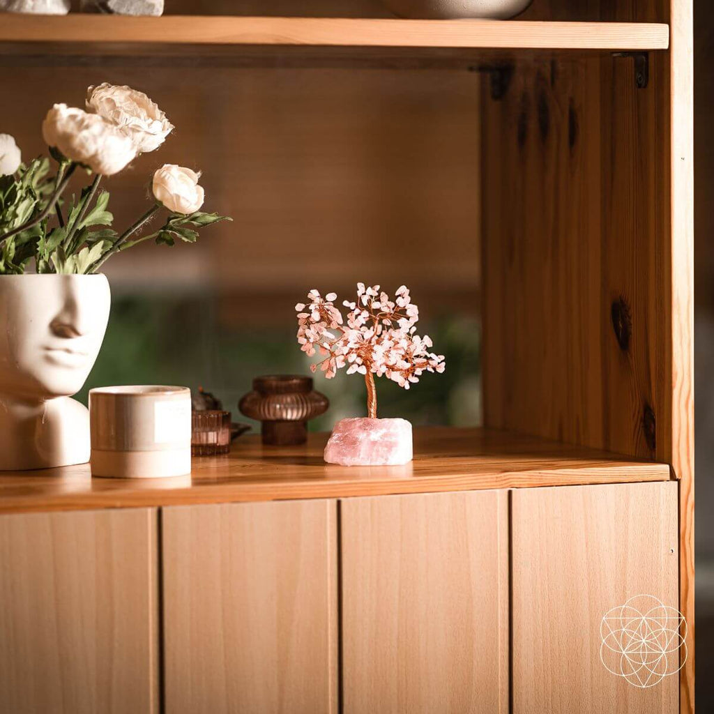 Home Sweet Home - Feng Shui Rose Quartz Tree | Crystal Tree | Wiccan Center