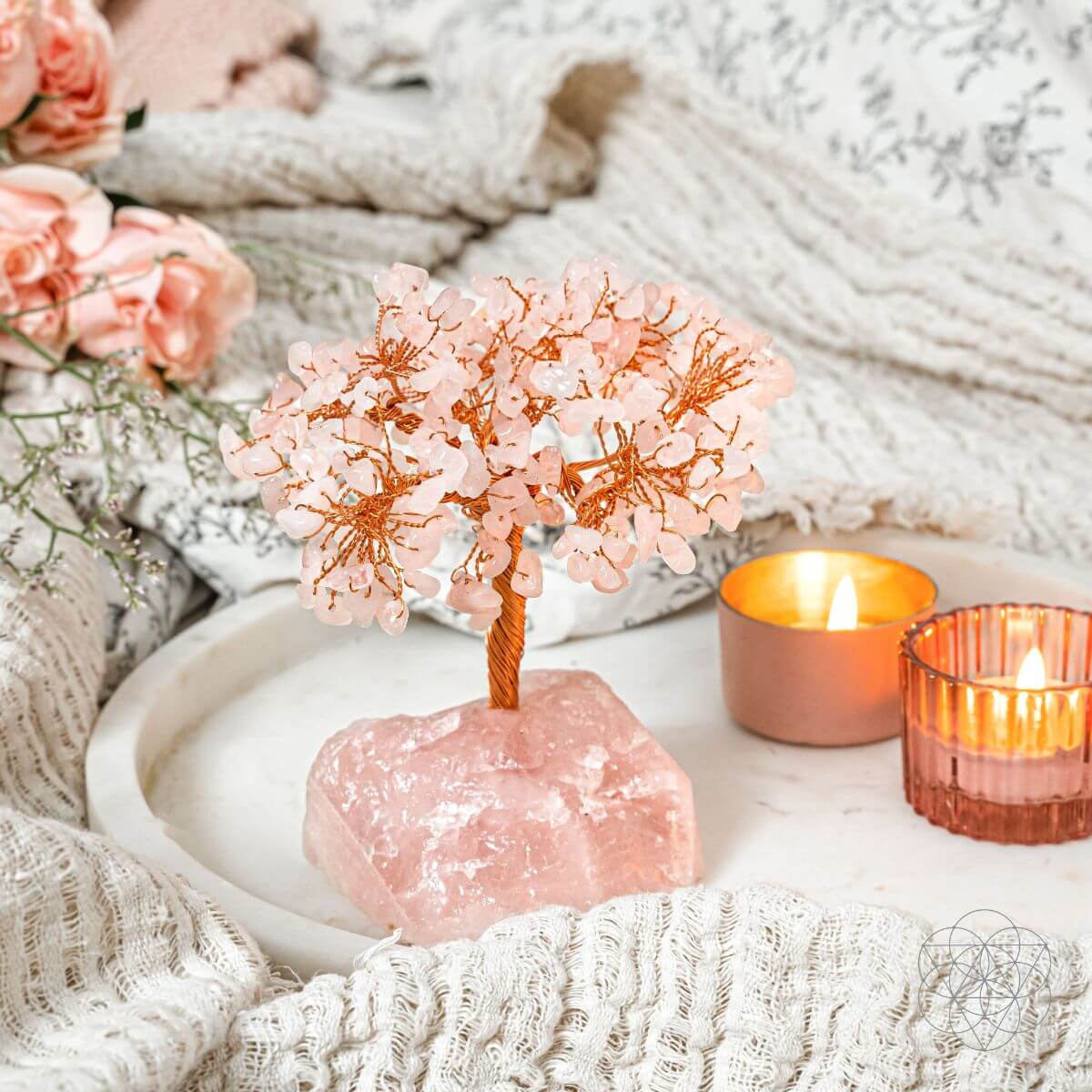 Home Sweet Home - Feng Shui Rose Quartz Tree | Crystal Tree | Wiccan Center