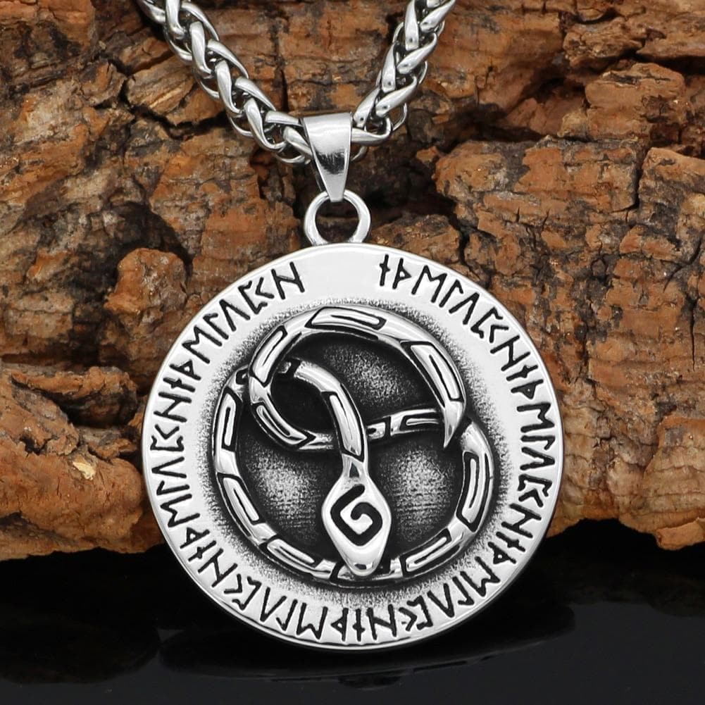 Viking Nordic Snake Rune Stainless Steel Pendant & Necklace | Pendants & Necklaces | Wiccan Center