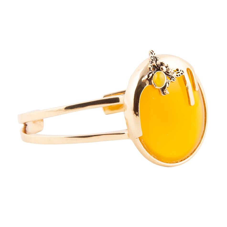 Honey Bee Yellow Agate Golden Cuff Bracelet | Bracelets | Wiccan Center