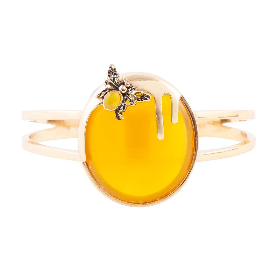 Honey Bee Yellow Agate Golden Cuff Bracelet | Bracelets | Wiccan Center
