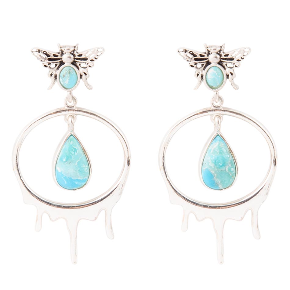Honey Blue Turquoise Sterling Silver Drop Earrings | Earrings | Wiccan Center