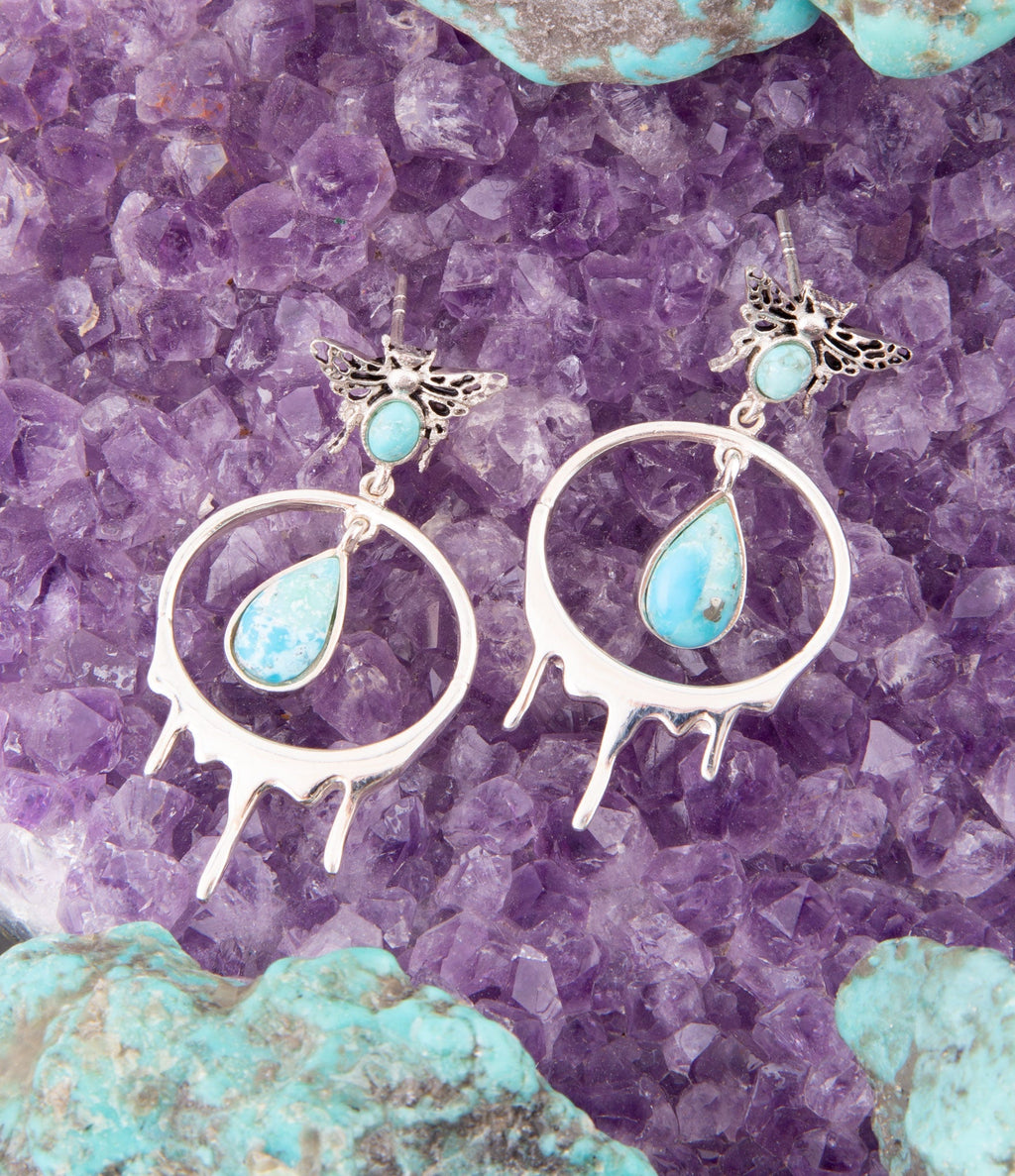 Honey Blue Turquoise Sterling Silver Drop Earrings | Earrings | Wiccan Center