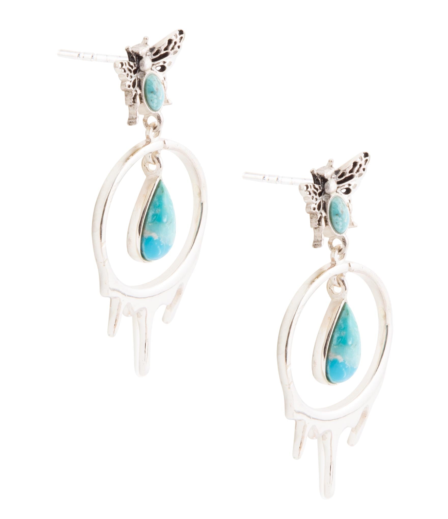Honey Blue Turquoise Sterling Silver Drop Earrings | Earrings | Wiccan Center