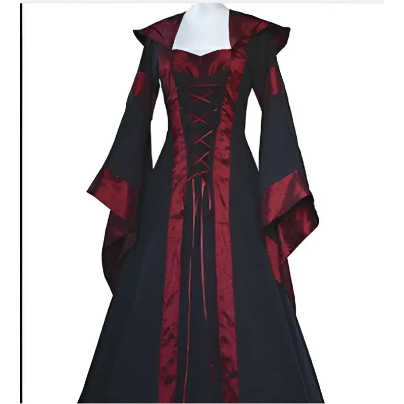 Hooded Medieval Revival Victorian Dress