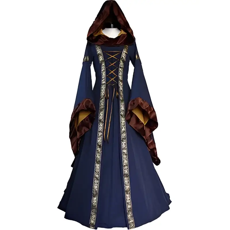 Hooded Medieval Revival Victorian Dress