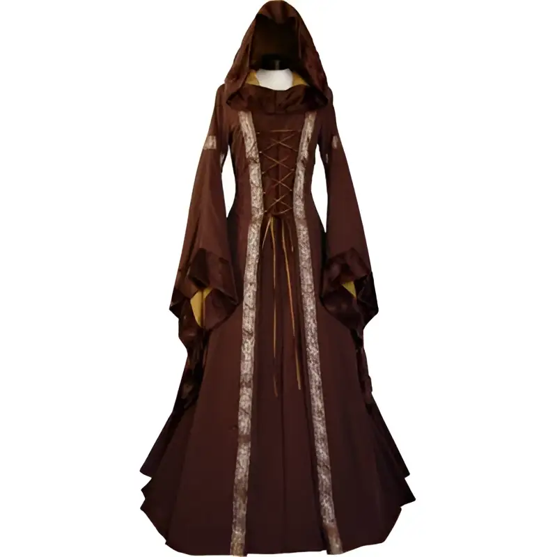 Hooded Medieval Revival Victorian Dress