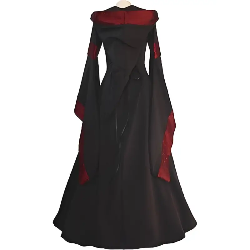 Hooded Medieval Revival Victorian Dress