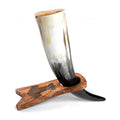 Viking Drinking Horn – Ox Horn with Wooden Stand