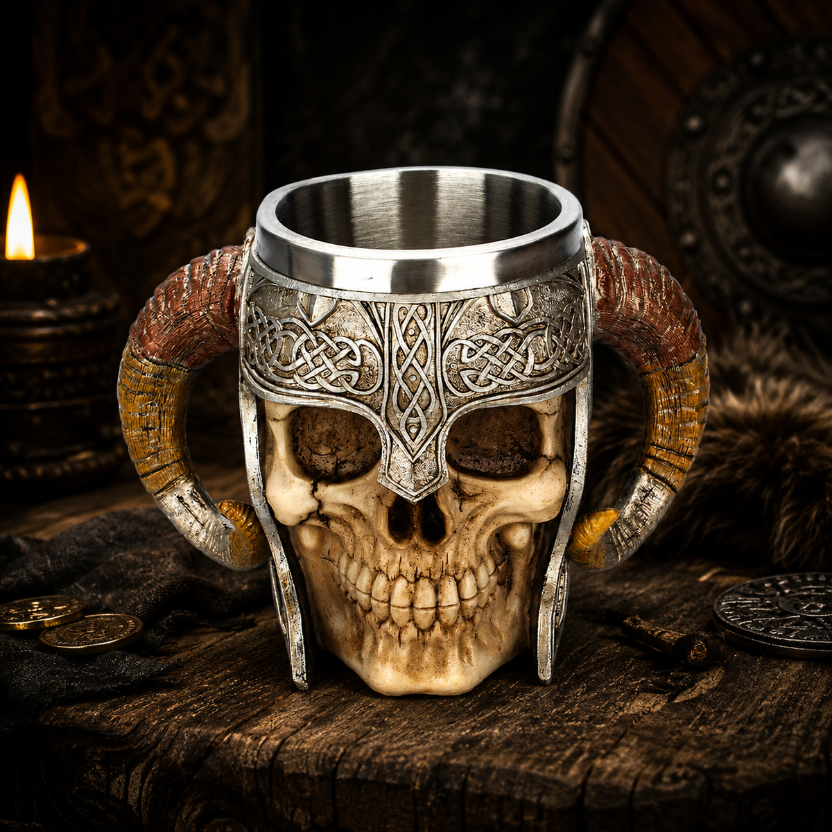 Vikings Goat Horns Stainless Steel Mug | Mugs | Wiccan Center
