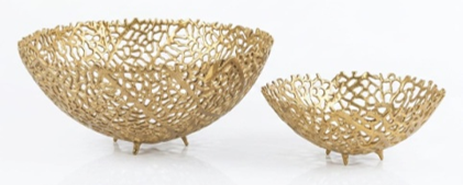 Aluminum Gold Finish Metal Fruit Basket