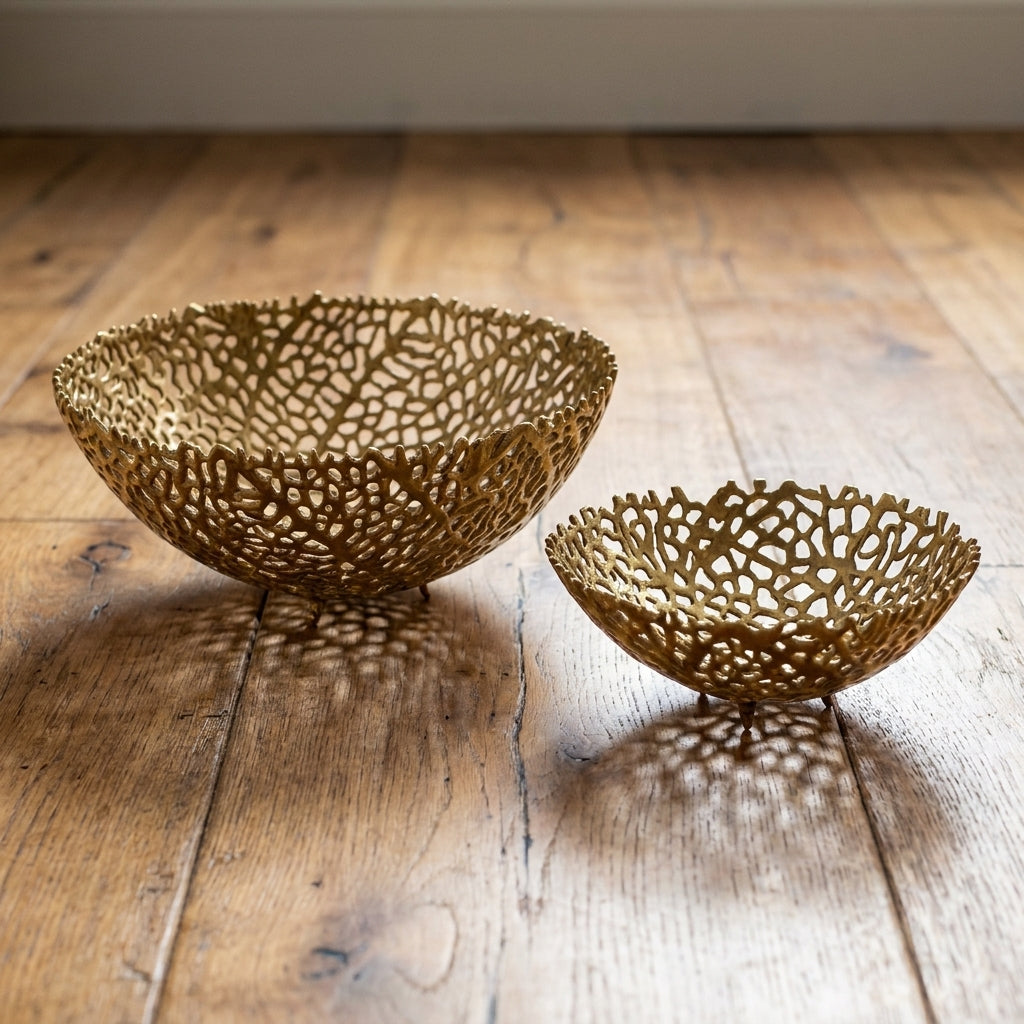Aluminum Gold Finish Metal Fruit Basket