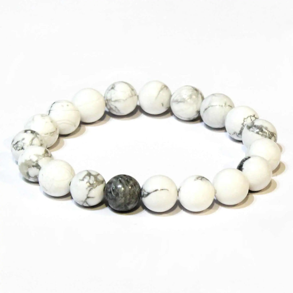 White Howlite Round Bead Bracelet - Anger Eater | Bracelets | Wiccan Center
