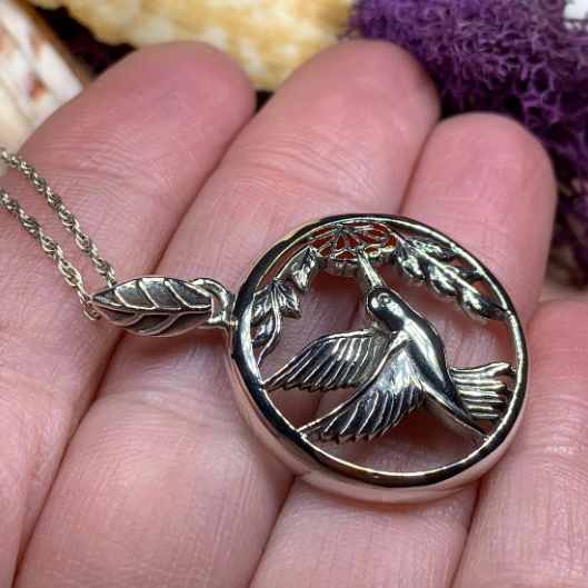 Tropical Hummingbird Necklace in Sterling Silver | Pendant | Wiccan Center