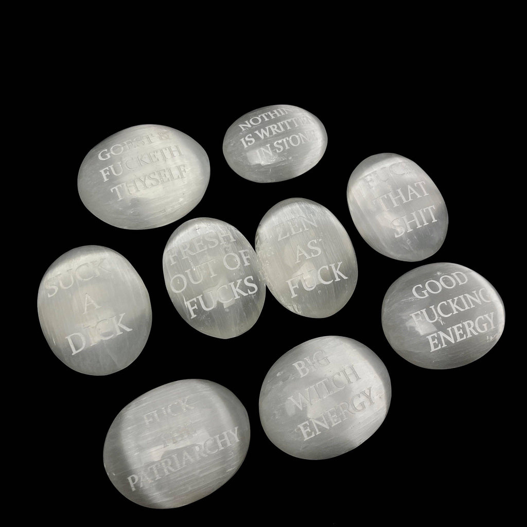 Humorous Selenite Palm Stones