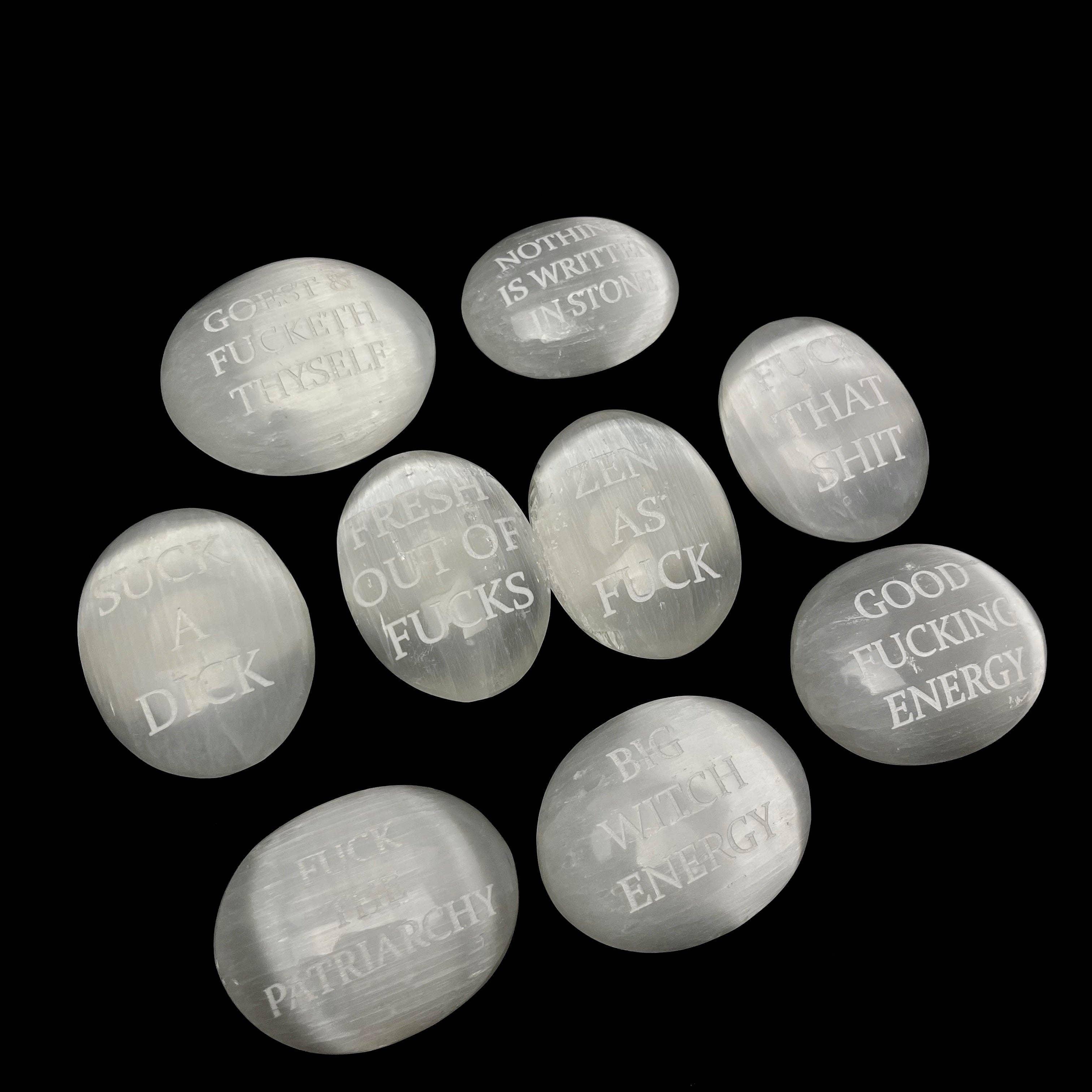 Humorous Selenite Palm Stones