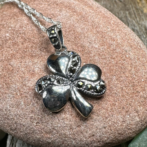 Shamrock Marcasite Necklace | Pendant | Wiccan Center