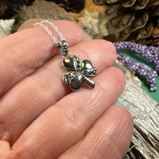 Shamrock Marcasite Necklace | Pendant | Wiccan Center