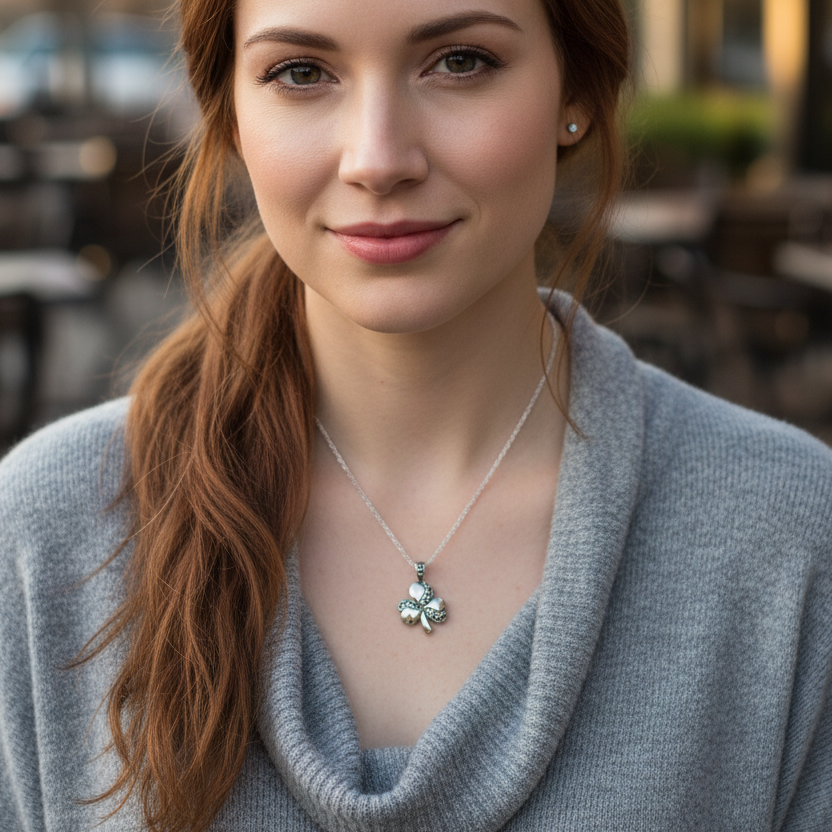 Shamrock Marcasite Necklace | Pendant | Wiccan Center
