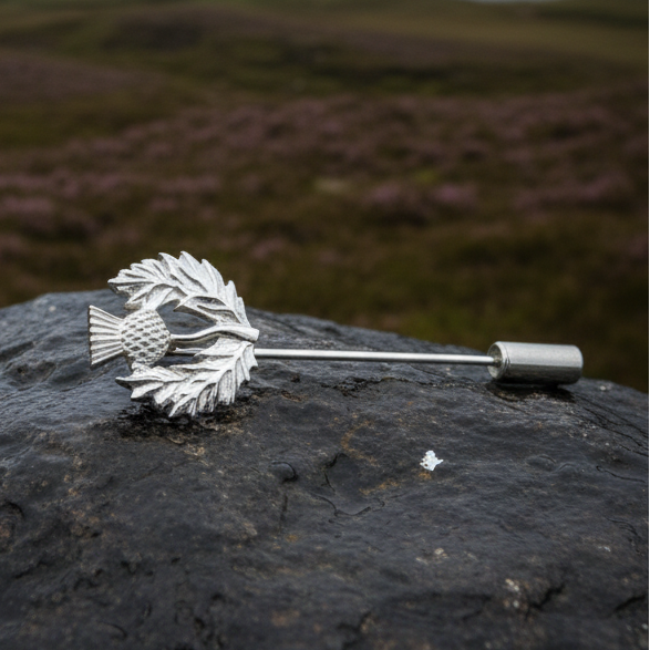 Scotland Thistle Pin in Sterling Silver | Kilt Pin | Wiccan Center