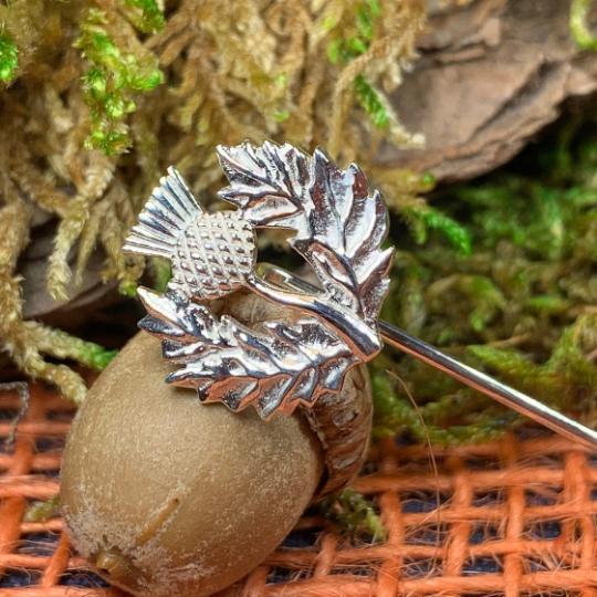 Scotland Thistle Pin in Sterling Silver | Kilt Pin | Wiccan Center