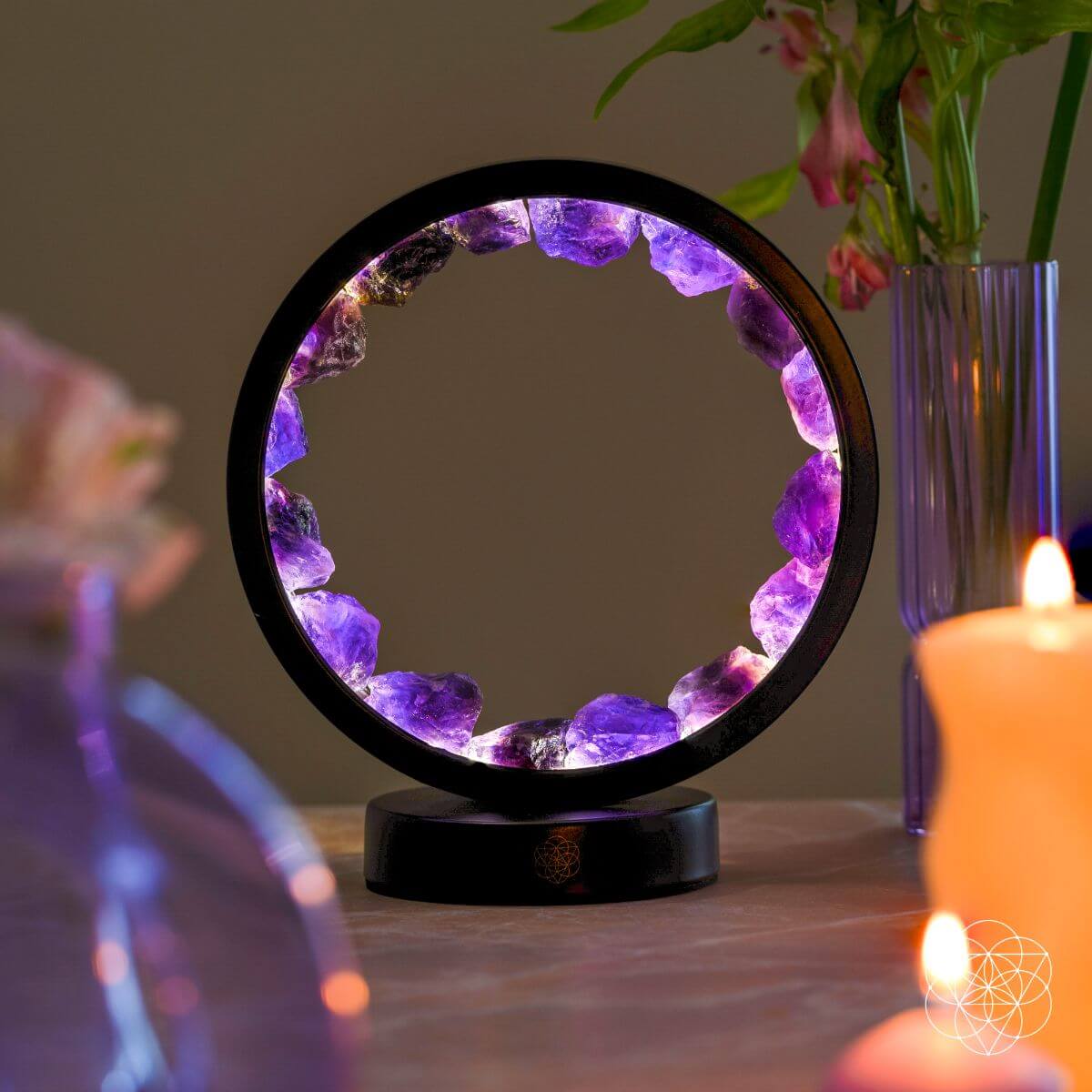 I Am At Peace - Spiritual Protection Amethyst Lamp | Night Light | Wiccan Center