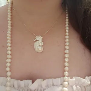Pearl Seahorse Necklace in Sterling Silver | Pendant | Wiccan Center