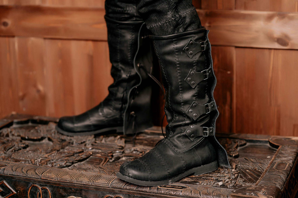 Black leather high boots with buckles | | Wiccan Center