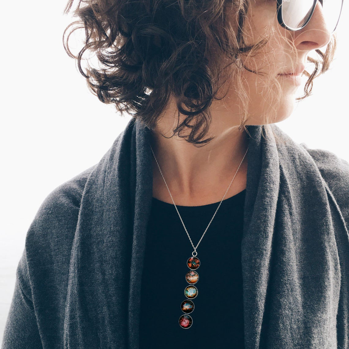 Nebula Rainbow Vertical Pendant Necklace | Necklace | Wiccan Center