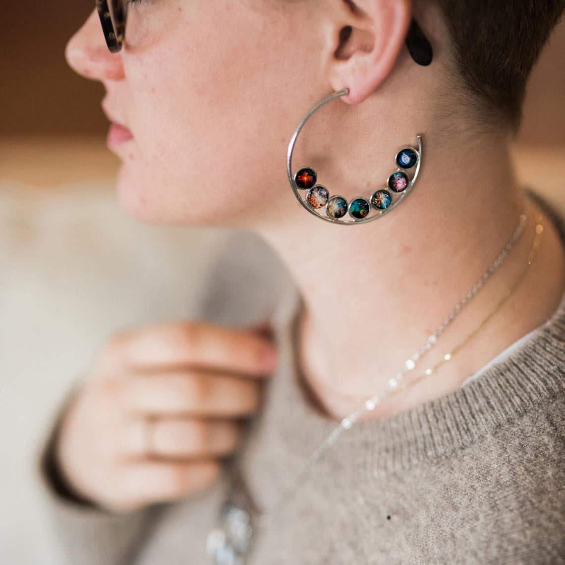 Nebula Rainbow Pride Hoop Earrings | Earrings | Wiccan Center