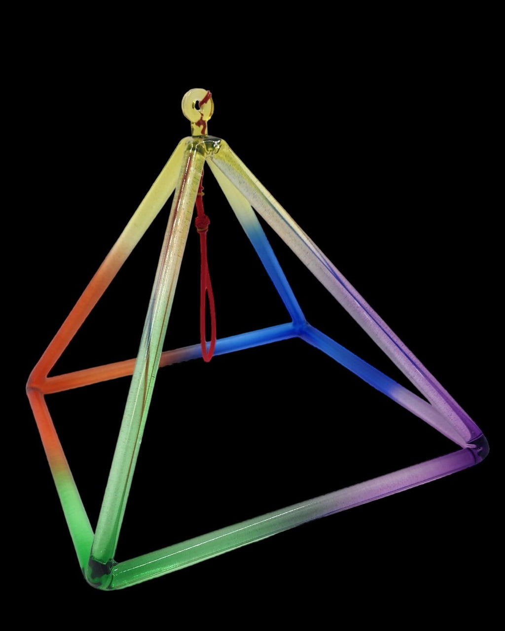 10" Rainbow Quartz Crystal Singing Pyramid Sound Healing Musical Instrument with Secure Travel Case and Suede Striker