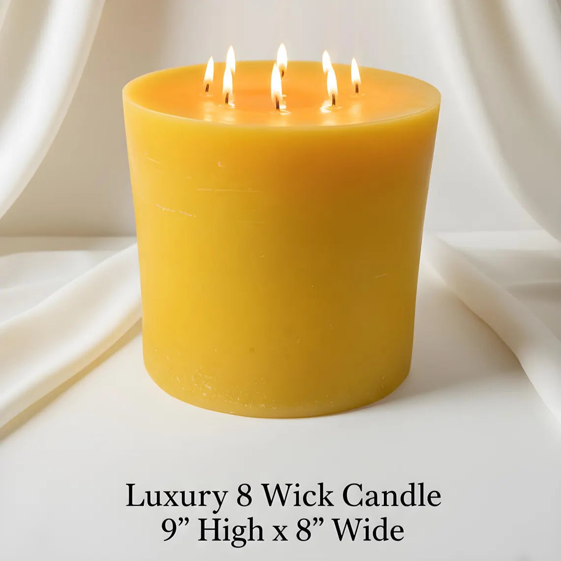 Bonfire Yellow Beeswax Candle Eight-Wick Luxury Statement Pillar 9″ Tall 8″ Wide | Pillar Candles | Wiccan Center