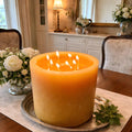 Bonfire Yellow Beeswax Candle Eight-Wick Luxury Statement Pillar 9″ Tall 8″ Wide | Pillar Candles | Wiccan Center