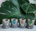 Set of 4 Small Crystal Air Plant Holders - Taper Candle Holders | Small Geode Planter | Wiccan Center