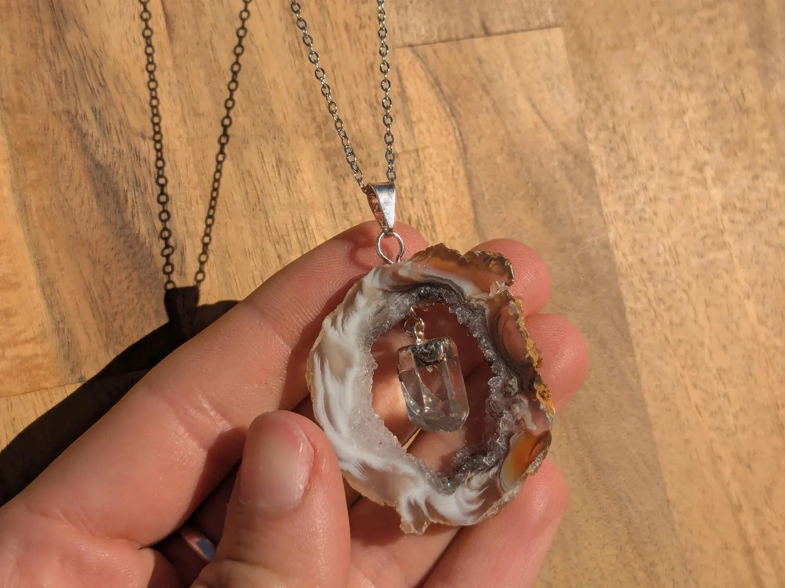 Agate Oco Geode Slice Pendant | | Wiccan Center
