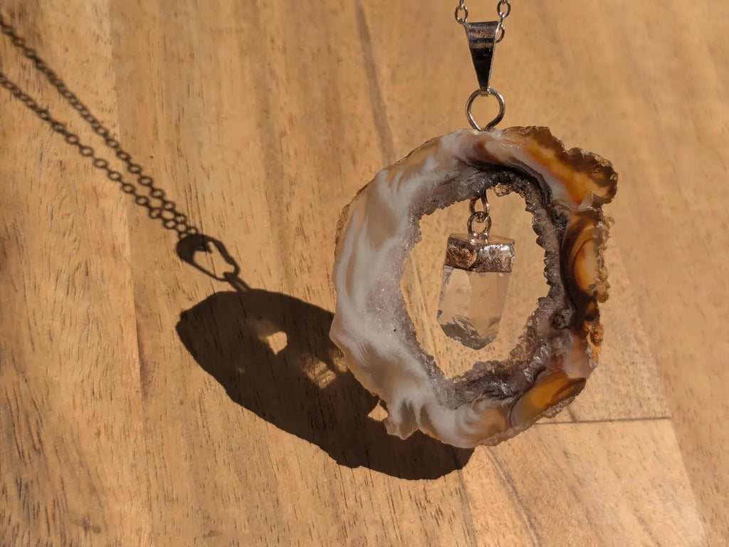 Agate Oco Geode Slice Pendant | | Wiccan Center