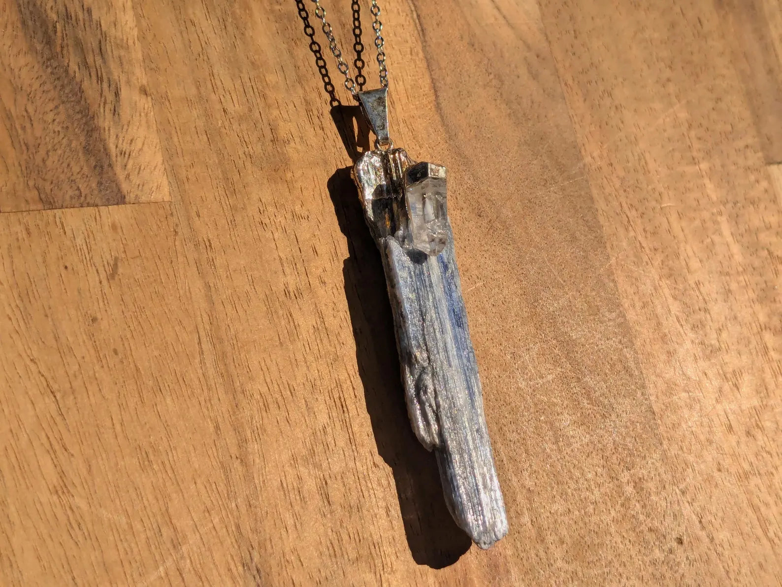 Blue Kyanite + Clear Quartz Necklace | | Wiccan Center