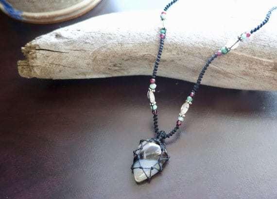 Black Onyx Macrame Necklace | Your Stone for Stength | Unisex, Healing Crystal Jewelry