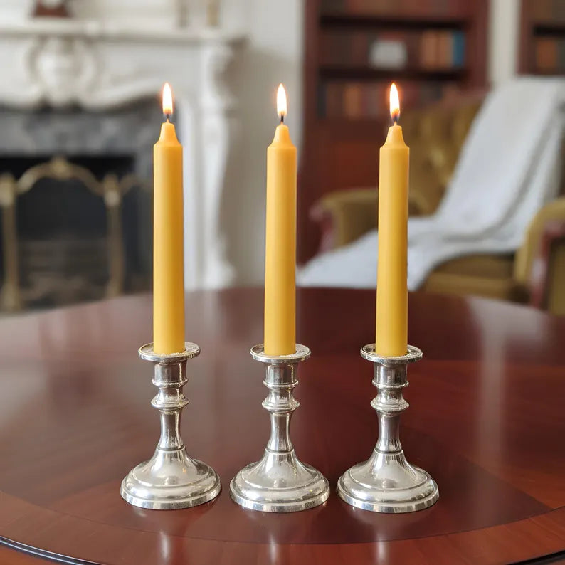 Colonial Beeswax Candle Sticks Straight Sided Set 6inch 8inch 10inch | Candles | Wiccan Center