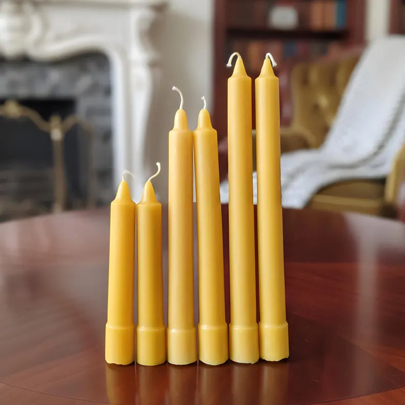 Colonial Beeswax Candle Sticks Straight Sided Set 6inch 8inch 10inch | Candles | Wiccan Center