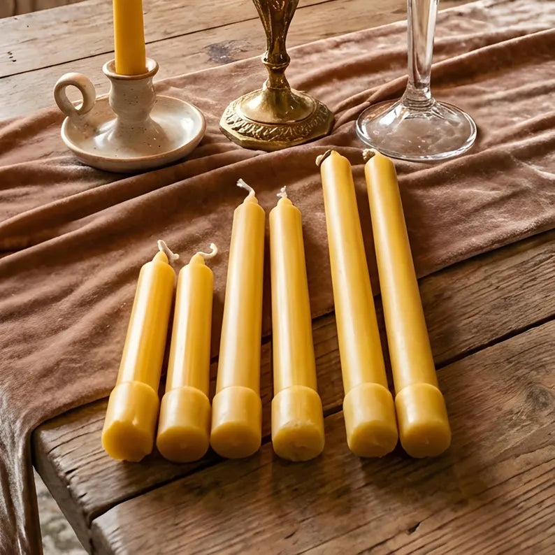 Colonial Beeswax Candle Sticks Straight Sided Set 6inch 8inch 10inch | Candles | Wiccan Center