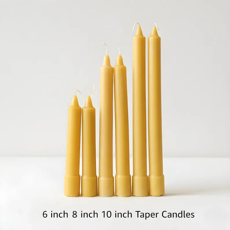 Colonial Beeswax Candle Sticks Straight Sided Set 6inch 8inch 10inch | Candles | Wiccan Center