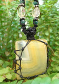 organic CHALCEDONY macrame Necklace – Your Stone for HARMONY – metaphysical healing crystal | | Wiccan Center