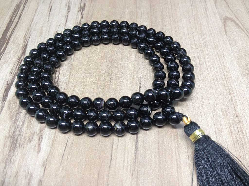 Black Tourmaline Gemstone Mala, 108 Prayer Beads Mala.