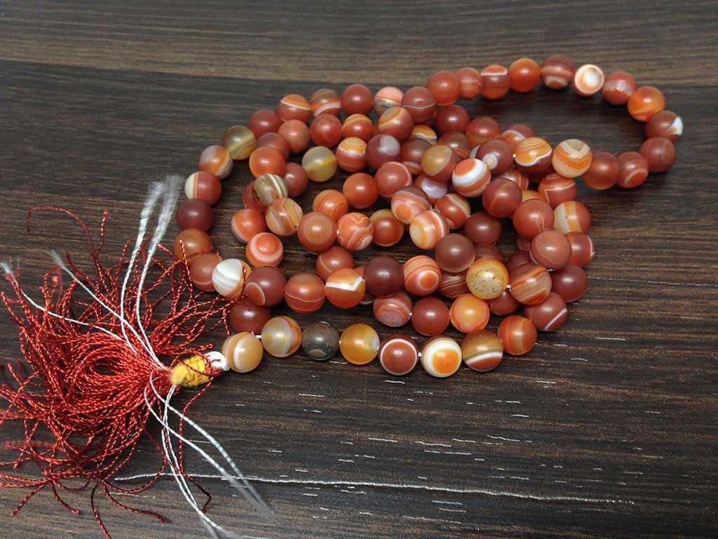 One (1) Natural 8mm Red Sulemani Agate Mala With 108 Prayer Beads Perfect For Mediation Red Sulemani Agate Mala Necklace ~ JP533 | | Wiccan Center