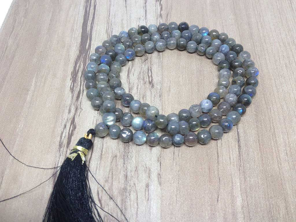 Labradorite Gemstone Mala, 108 Prayer Bead Mala.