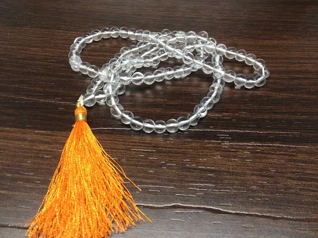 Natural Clear Quartz Mala - 108 Prayer Beads Perfect For Mediation | | Wiccan Center