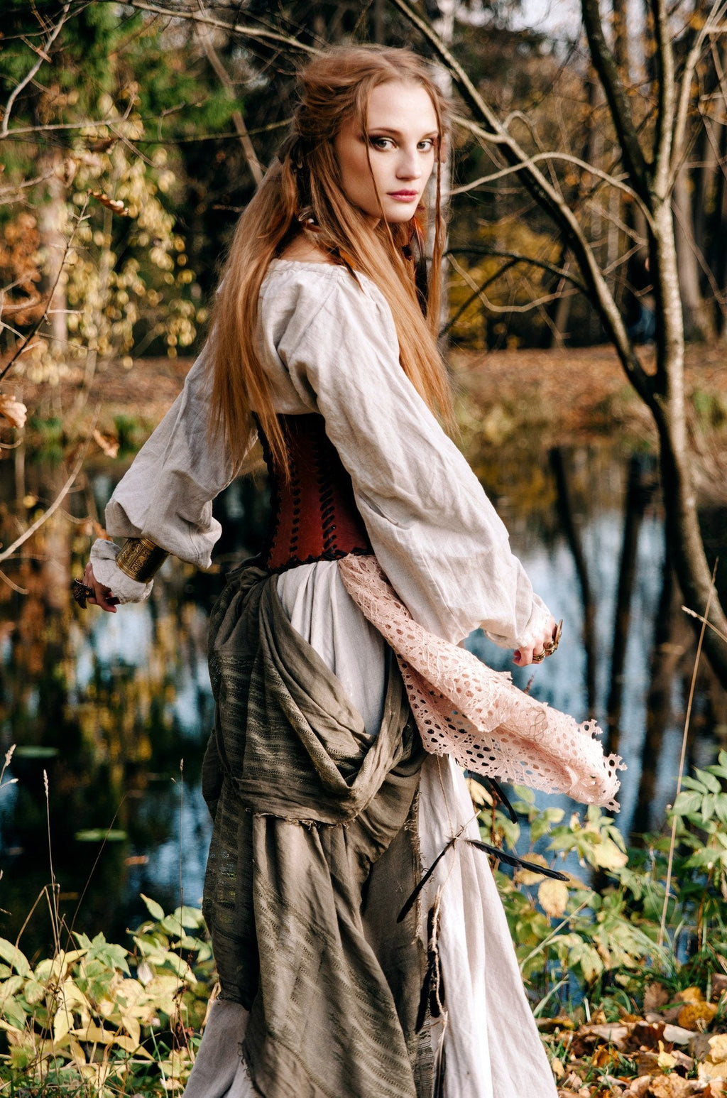 Leather brown corset belt “Forest witch” | | Wiccan Center
