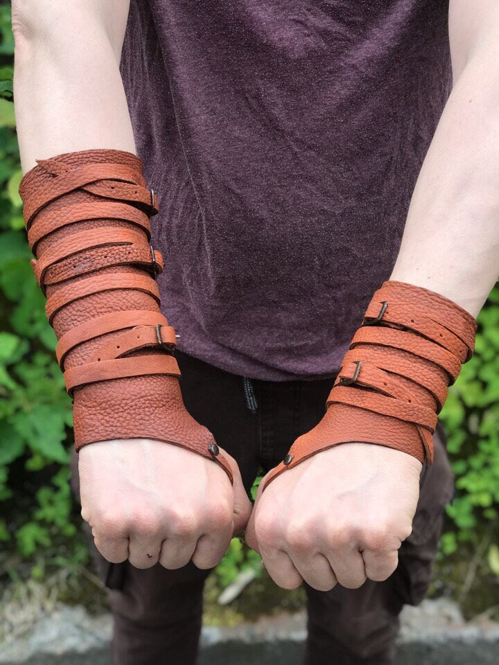 Medieval leather bracers with ribbons | | Wiccan Center